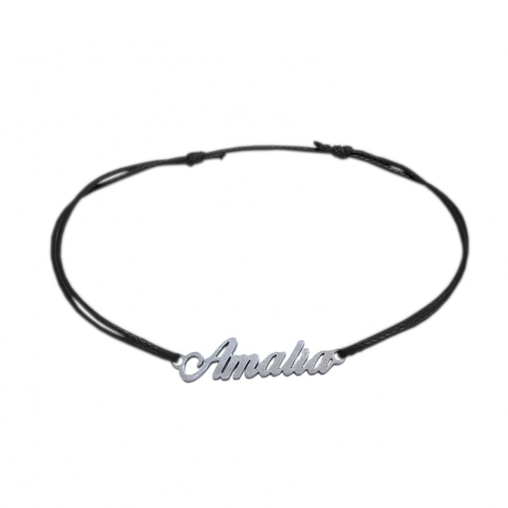 Bratara din snur personalizata cu nume AMALIA din argint reglabila 9438100 Dras