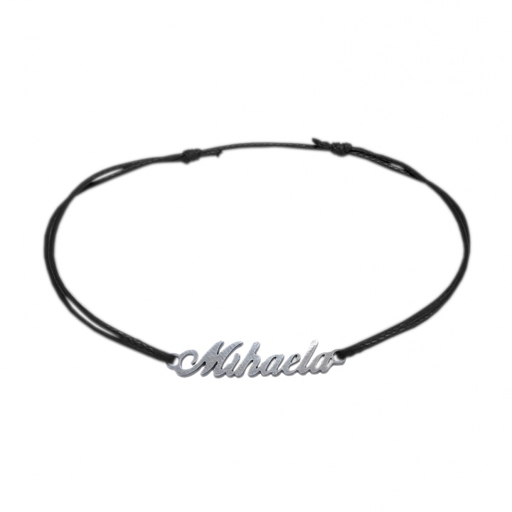 Bratara din snur personalizata cu nume MIHAELA din argint reglabila 9439100 Dras