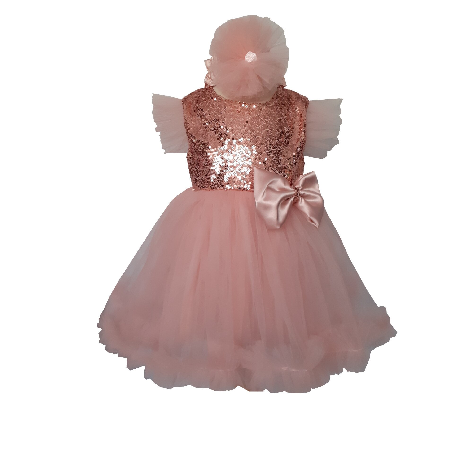 Rochie botez Roz Prafuit cu paiete Arabella Ptk