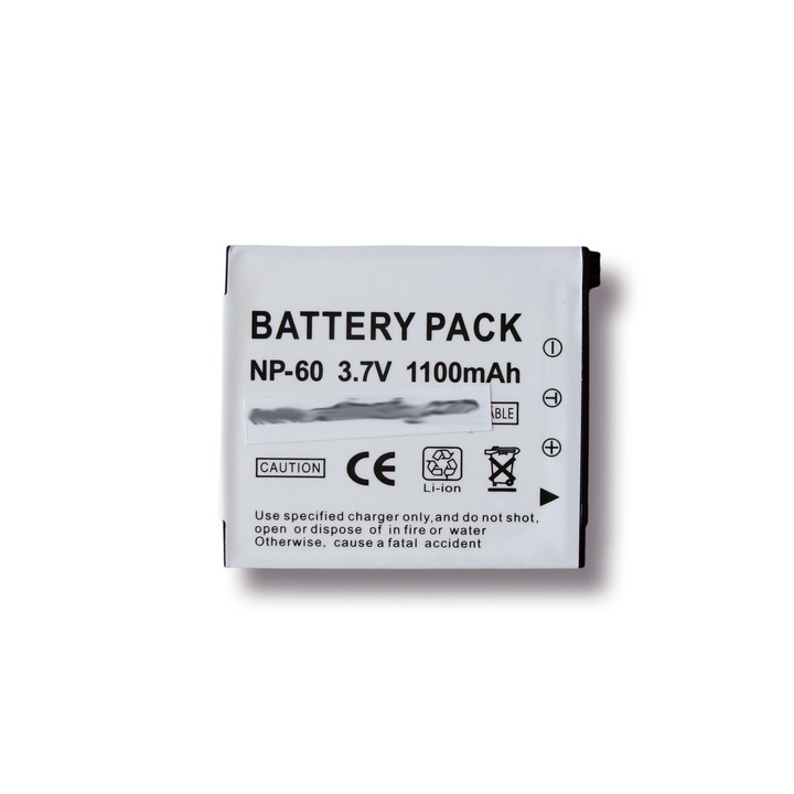 Baterie model Cas NP-60, Pentru camere digitale Casio, 1100,mAh, 3.7V, Modele EX-Z80 S10 Z9 FS10 S12 Z20 Z29 Z85, Alb