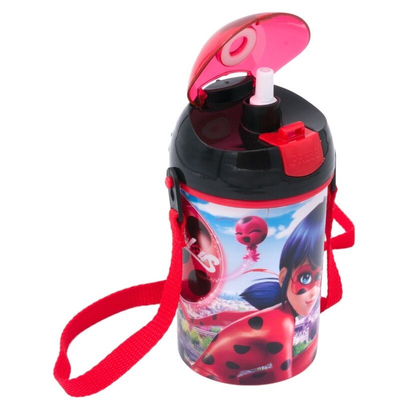 Sticla pentru copii, Zola®, din plastic, cu pai, 450 ml, Ladybug