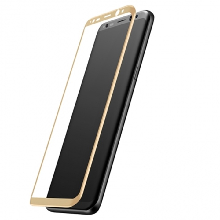 Стъклен протектор за Samsung Galaxy S8 G950 Edge FullFace версия Златен Gold скрийн протектор
