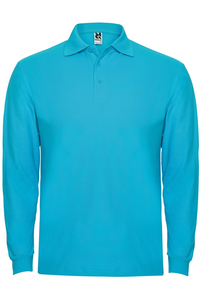 Tricou polo cu maneca lunga pentru barbati Roly Estrella, turcoaz, marime S