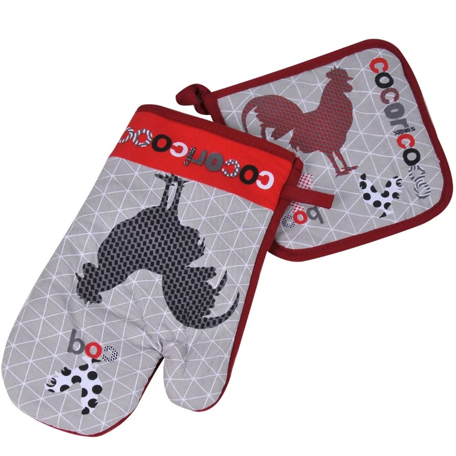 Set de bucatarie 2 piese, Zola®, gri, cocorico