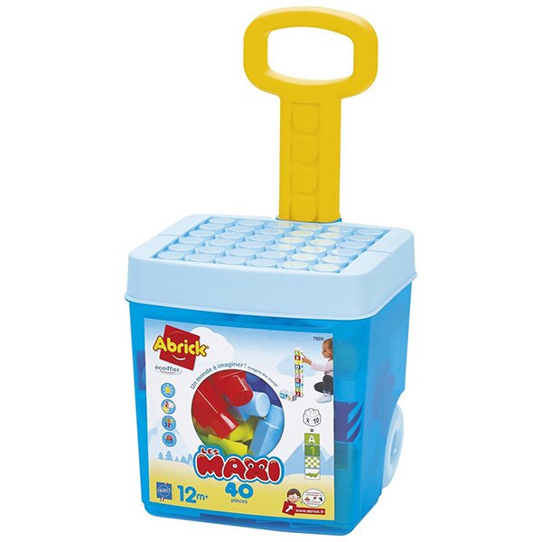 Set 40 cuburi de constructii cu litere si animale in cutie troler Abrick Ecoiffier