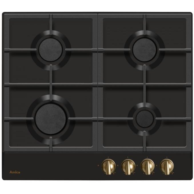 Plita incorporabila Amica DRP 6412 ZAB, Gaz, 4 zone de gatit, Aprindere Electrica, 59 cm, Antracit