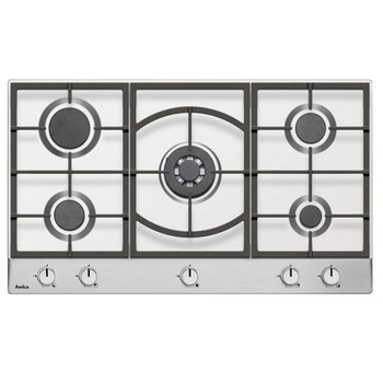 Plita incorporabila Amica PG9511XPR, Gaz, 5 zone de gatit, Aprindere Electrica, 89 cm, Negru Plita incorporabila Amica PG9511XPR, Gaz, 5 zone de gatit, Aprindere Electrica, 89 cm, Negru