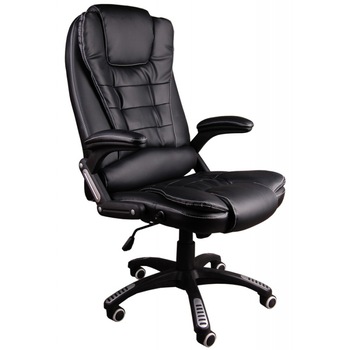 Scaun de birou Brandon negru cusut cu ata alba, Piele, Functie  Scaun de birou Brandon negru cusut cu ata alba, Piele, Functie