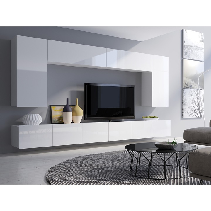 Set living camera de zi Bralani XIII, MIRJAN24, alb / alb lucios