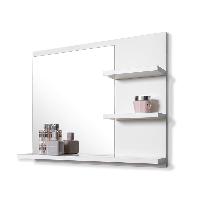 Oglinda cu 3 rafturi, DOMTECH, Alb