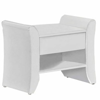 Noptiera tapitata, piele ecologica alba, 47x44x37cm, MobHaus