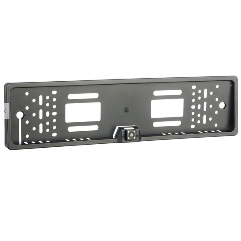 Camera auto de culoare neagra , cu suport pentru numarul de inmatriculare