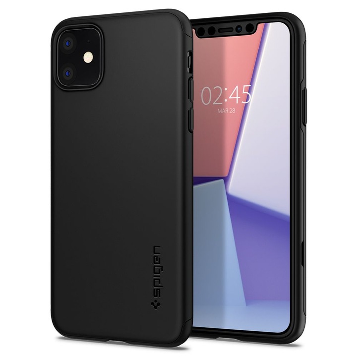 Husa slim Spigen Thin Fit Classic compatibila cu iPhone 11 Black