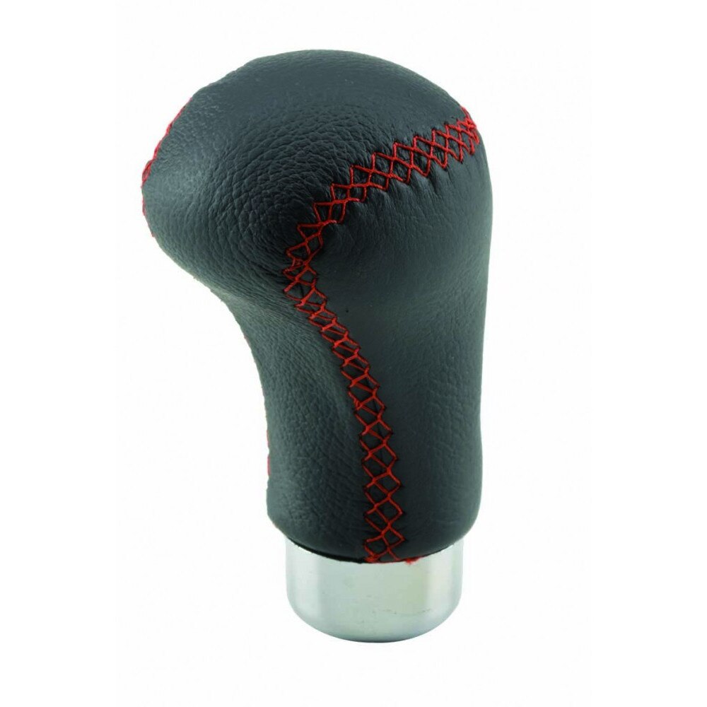 Ornament pentru manerul schimbatorului de viteza , din imitatie de piele , de culoare rosu cu negru