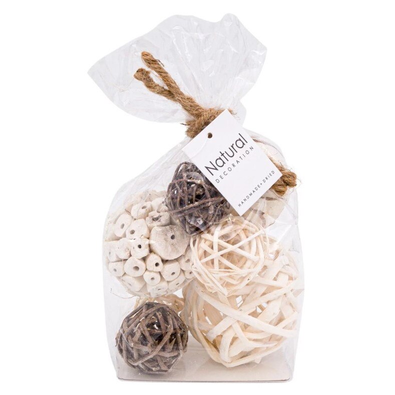 Globuri decorative din lemn Zola®, albe, 7 bucati, dimeniuni diferite