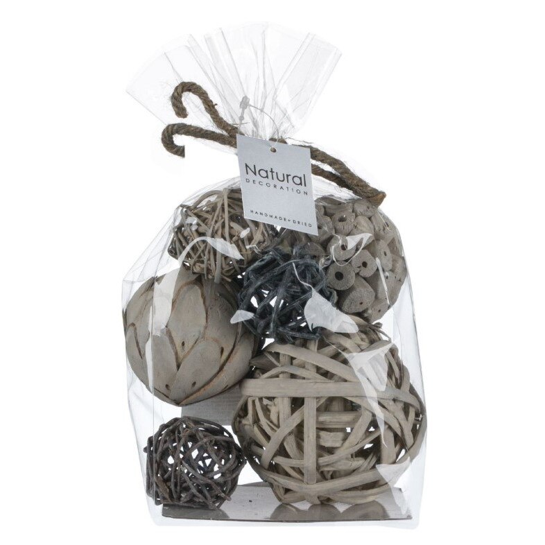 Globuri decorative din lemn Zola®, alb/gri, 7 bucati, dimeniuni diferite