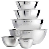 Set 6 Boluri din Inox VonShef 1507541, Material Inox, Capacitate 0.4 - 8 Litri