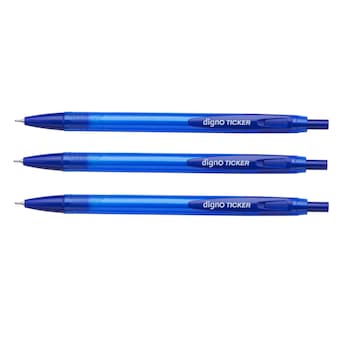 Pix cu mecanism, Ticker Digno, corp color, albastru, varf 0.7mm, 10 bucati/set Pix cu mecanism, Ticker Digno, corp color, albastru, varf 0.7mm, 10 bucati/set