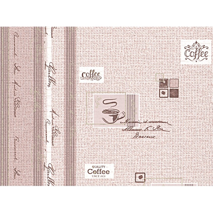 Tapet semilavabil, Slavyanski Oboi, Cafea 6480-13, in relief, hartie, duplex, grena-maro, tematica cafea