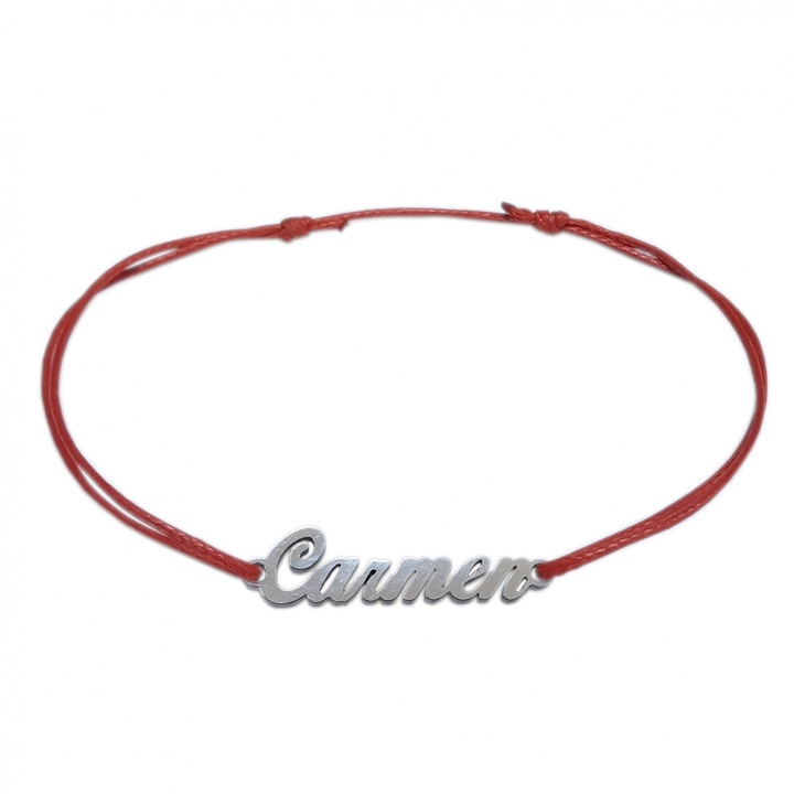 Bratara din snur personalizata cu nume CARMEN din argint reglabila 9445100 Dras
