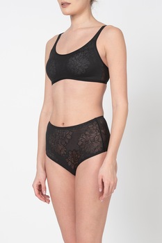 Triumph, Sutien din dantela si jerseu Fit Smart, Negru Triumph, Sutien din dantela si jerseu Fit Smart, Negru