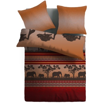 Lenjerie de pat pentru 2 persoane Afrika Dilios, 100% bumbac ranforce, 4 piese Lenjerie de pat pentru 2 persoane Afrika Dilios, 100% bumbac ranforce, 4 piese