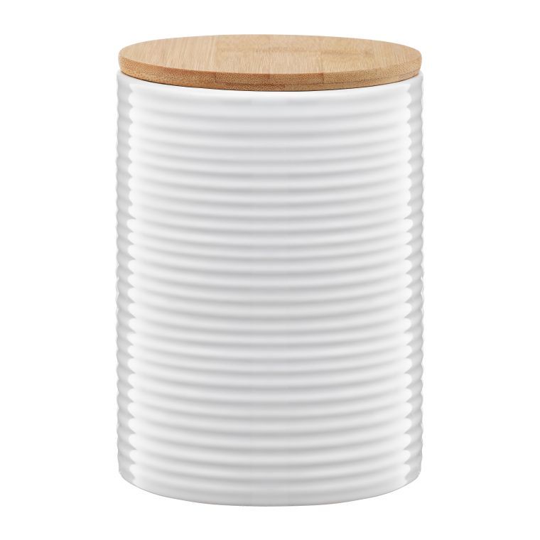 Container din Doldomita cu capac Bamboo, Tuvo, Ambition, 1.11L, alb