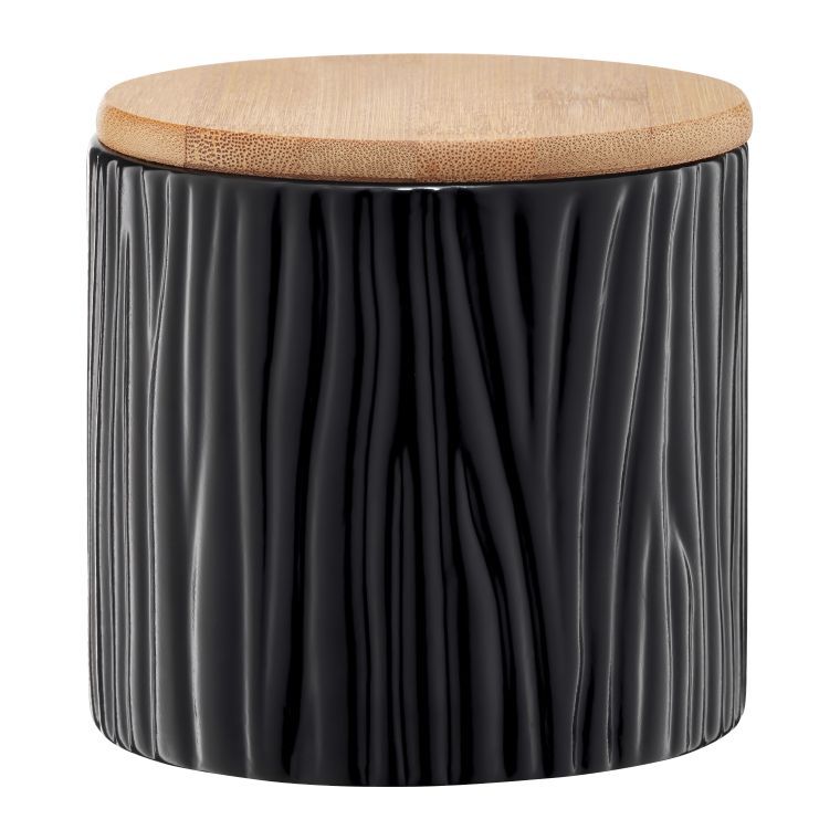 Container din Doldomita cu capac Bamboo, Tuvo, Ambition, 670 ml, Negru