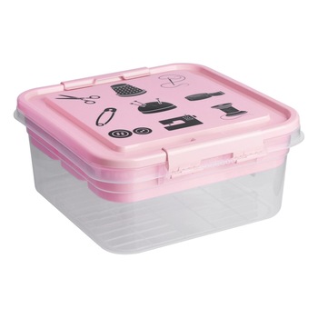 Cutie din plastic pentru depozitat, Zola®, ideala pentru accesoriile de croitorie, 26x25x11 Cutie din plastic pentru depozitat, Zola®, ideala pentru accesoriile de croitorie, 26x25x11