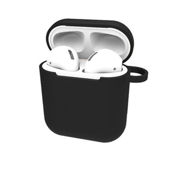 Set husa neagra plus cordon anti pierdere, silicon, pentru casti airpods Set husa neagra plus cordon anti pierdere, silicon, pentru casti airpods