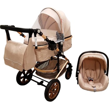 Carucior nou nascuti 3 in 1 Baby Care™ PRO 530 , Cu geanta bebe, Cadru Aluminiu Gold, Amortizoare, Roti din cauciuc plin AVE, Landou, Scoica auto, Spatar reglabil 3 trepte, Plasa insecte, Crem Carucior nou nascuti 3 in 1 Baby Care™ PRO 530 , Cu geanta bebe, Cadru Aluminiu Gold, Amortizoare, Roti din cauciuc plin AVE, Landou, Scoica auto, Spatar reglabil 3 trepte, Plasa insecte, Crem