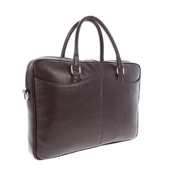 The Bag Shop - Sötétbarna kroko bőr, laptop táska modell 31, TheBagShop