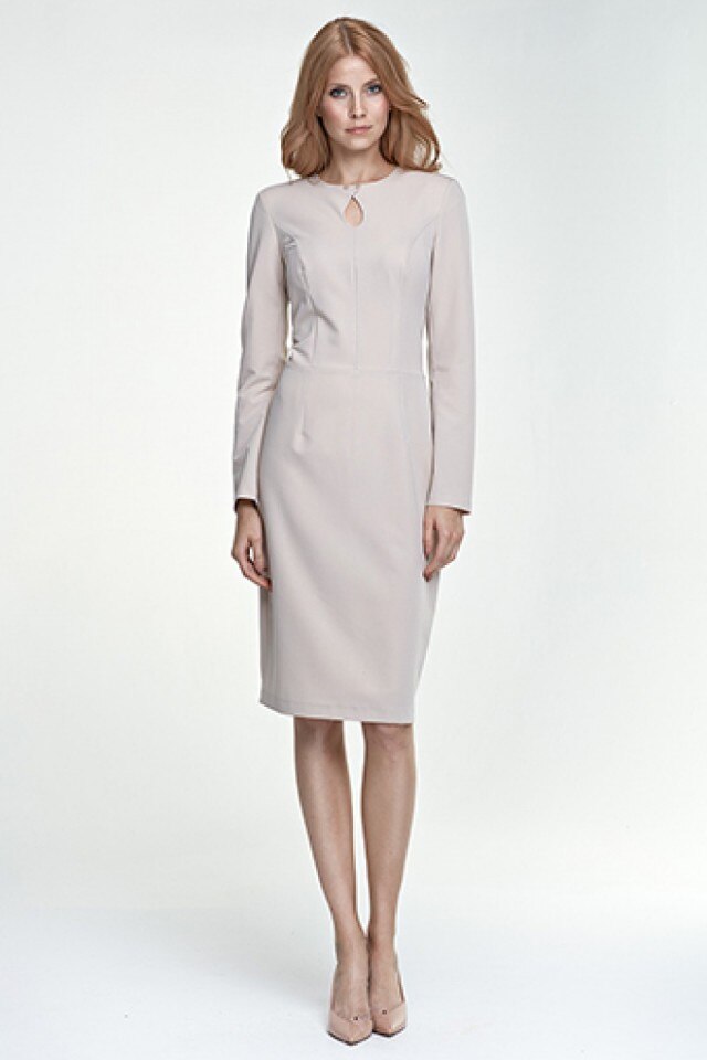 Rochie de zi model 66319 Nife, Bej, 40