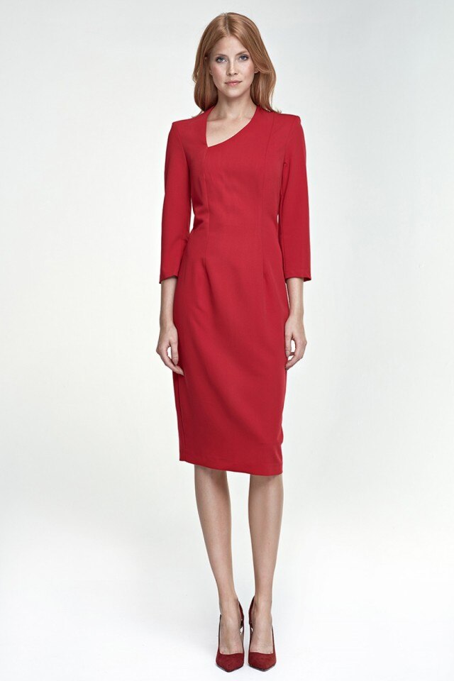 Rochie de zi model 66357 Nife, Rosu, 38