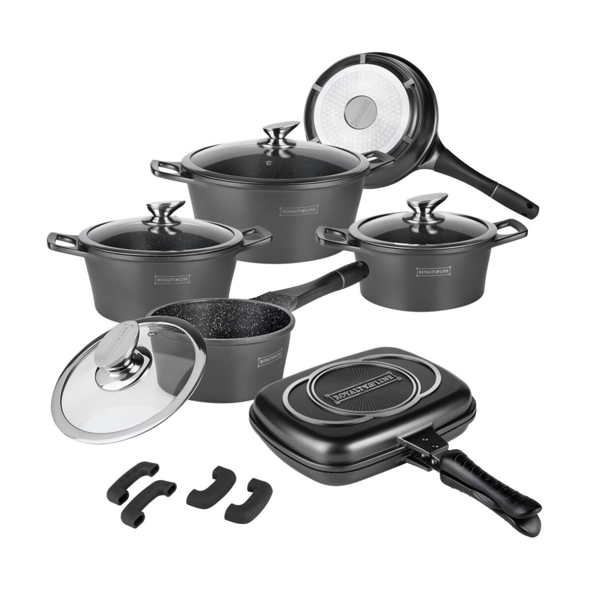 Set oale si tigai 15 piese, Royalty Line, Premium RL ES 1015, Negru