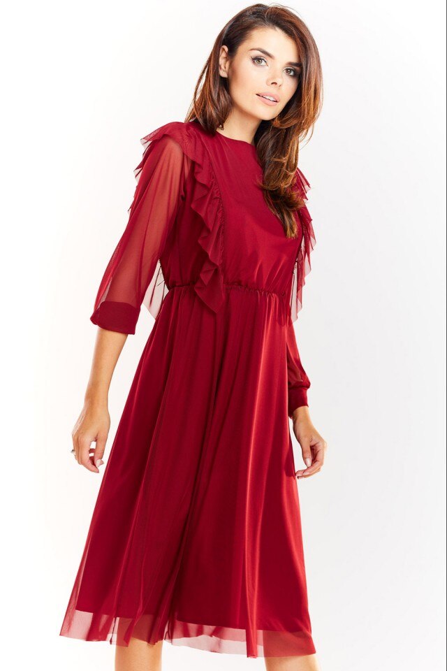 Rochie de zi model 139537 Awama, Rosu, S