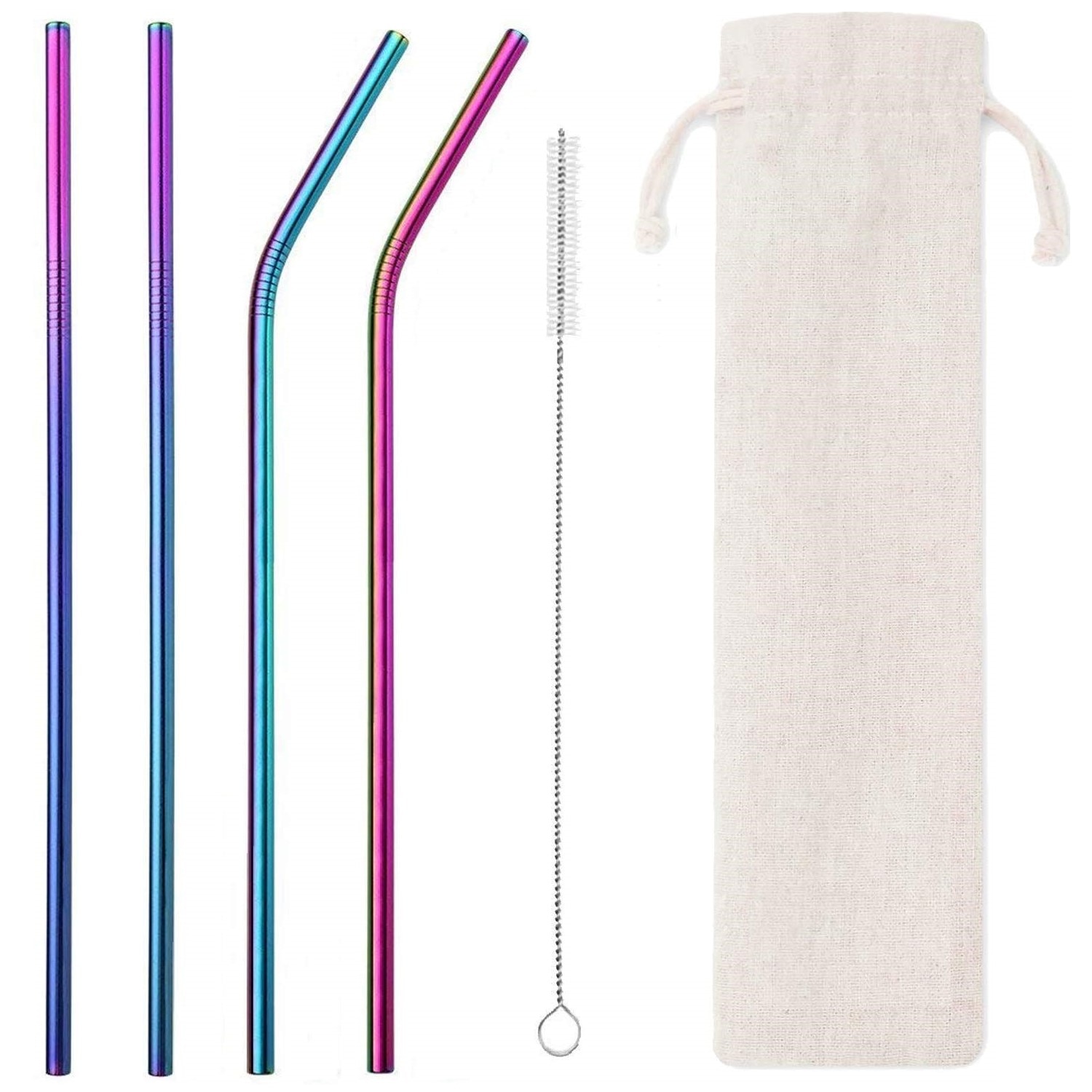 Paie metalice curcubeu reutilizabile, refolosibile, eco-friendly, set 4 bucati
