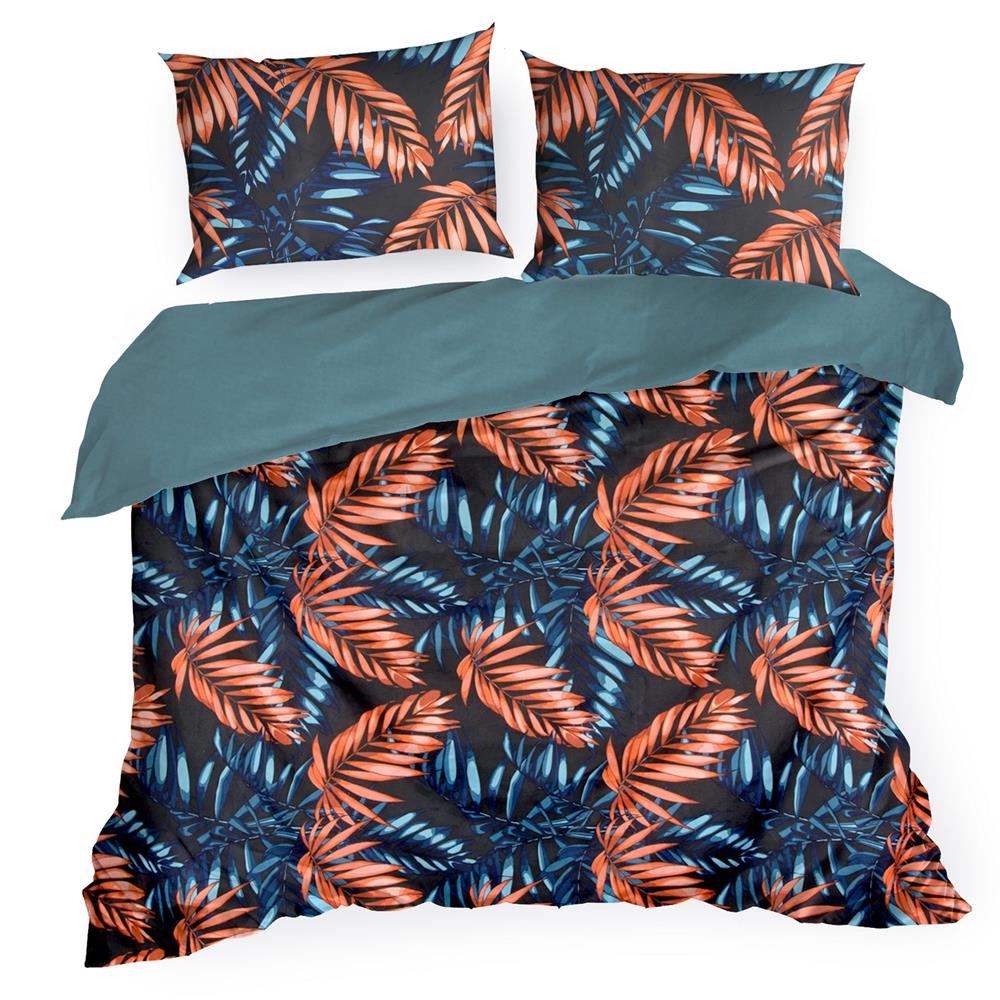 Set Lenjerie de Pat, Bumbac satinat, Eurofirany, OVIEDO, 200x220 Portocaliu/Verde