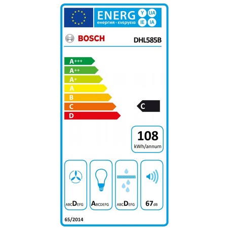 Hota incorporabila Bosch DHL585B, Putere de absorbtie 575 mc/h, 52 cm, Argintiu