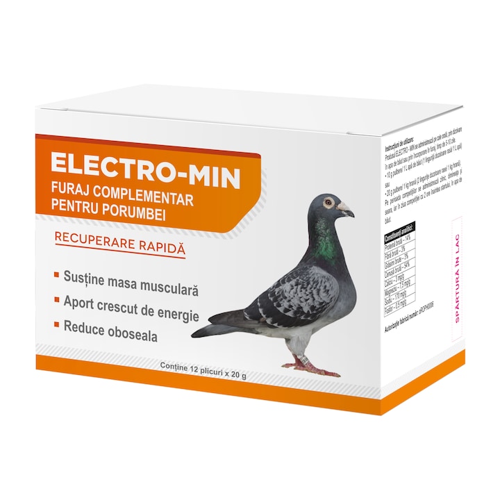 Supliment nutritiv pentru porumbei Electro-Min, Pasteur, 20 g