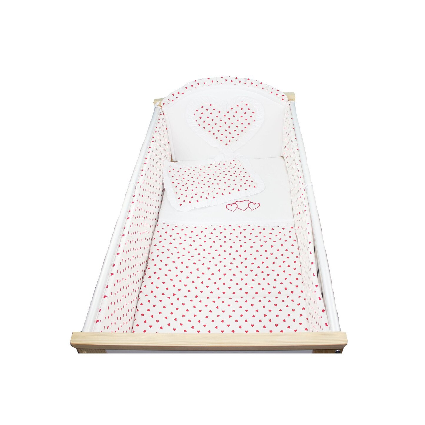 Lenjerie 5 piese, Red hearts, 120x60cm