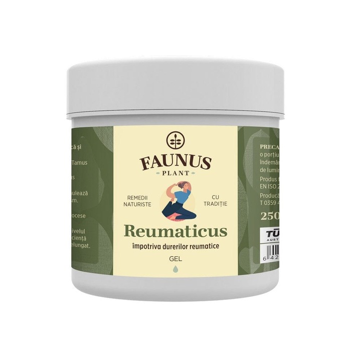 Gel Reumaticus (pentru dureri reumatice), Untul-pamantului, Tataneasa, Arnica, 250ML, Faunus Plant