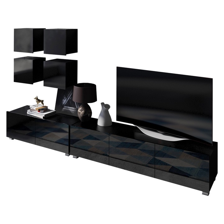 Set living camera de zi Bralani XVIII, MIRJAN24, negru / negru lucios