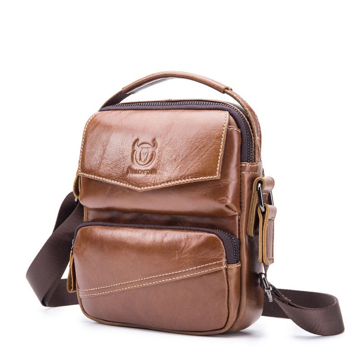 Geanta barbati, Zeyn 5038, Piele Naturala, Maro, 25x18x7 cm