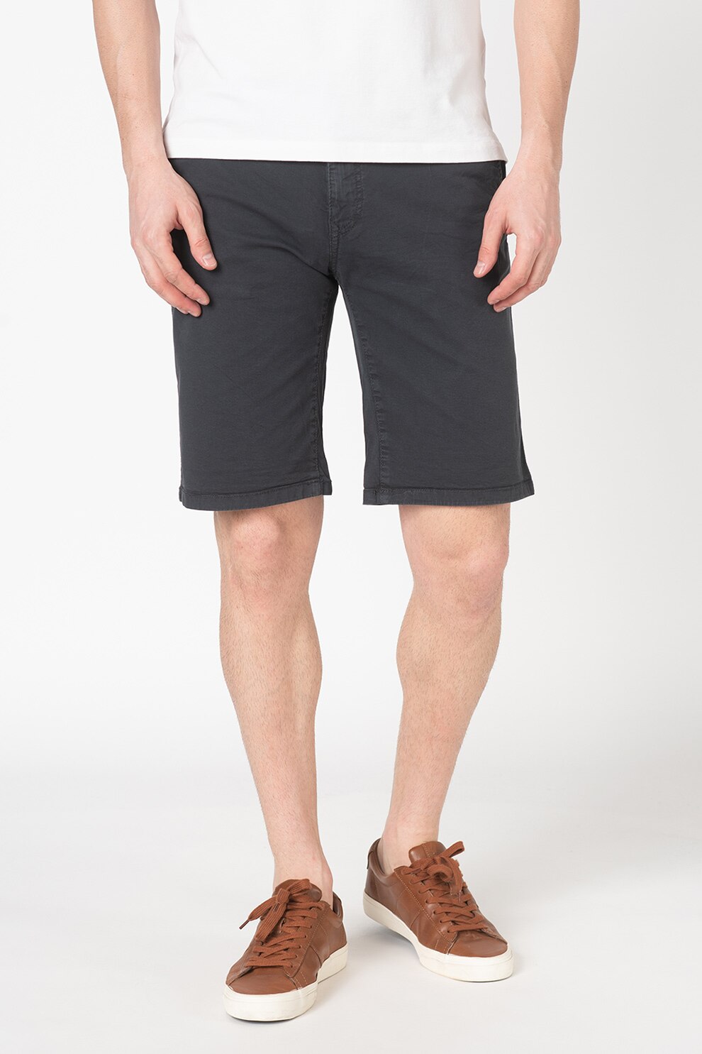BLEND, Pantaloni chino scurti cu talie medie, Gri antracit
