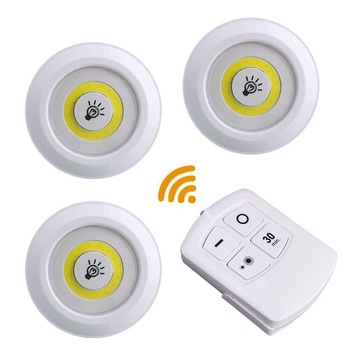 Set 3 spoturi LED cu telecomanda, prindere cu banda dublu adeziva, 3 x baterii AAA, 2 trepte de iluminare, KATHODE Set 3 spoturi LED cu telecomanda, prindere cu banda dublu adeziva, 3 x baterii AAA, 2 trepte de iluminare, KATHODE