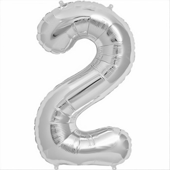 Balon folie mare cifra 2 argintiu - 88cm, Amscan A9906287 Balon folie mare cifra 2 argintiu - 88cm, Amscan A9906287