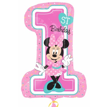 Balon Folie Cifra 1 Minnie Mouse- Prima Aniversare, 48x71cm, AMS 3435201 Balon Folie Cifra 1 Minnie Mouse- Prima Aniversare, 48x71cm, AMS 3435201