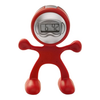 Ceas de birou rosu cu alarma si clips pentru notite Ceas de birou rosu cu alarma si clips pentru notite