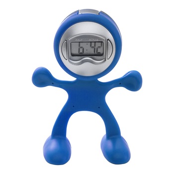 Ceas digital de birou albastru cu alarma, suport pix si clips pentru notite Ceas digital de birou albastru cu alarma, suport pix si clips pentru notite